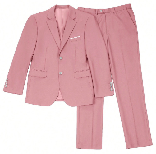 Men's Casual Commuter Solid Color Blazer And Pants Formal Suit