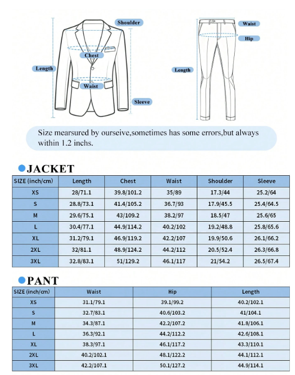 Men's Casual Commuter Solid Color Blazer And Pants Formal Suit