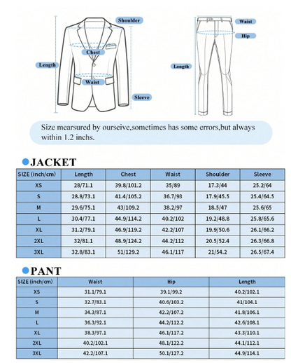 Men's Casual Commuter Solid Color Blazer And Pants Formal Suit