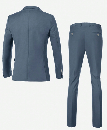 Men's Casual Commuter Solid Color Blazer And Pants Formal Suit
