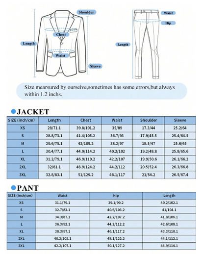 Men's Casual Commuter Solid Color Blazer And Pants Formal Suit