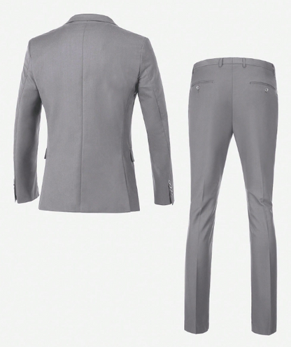 Men's Casual Commuter Solid Color Blazer And Pants Formal Suit