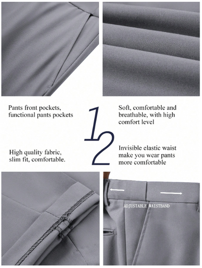 Men's Casual Commuter Solid Color Blazer And Pants Formal Suit