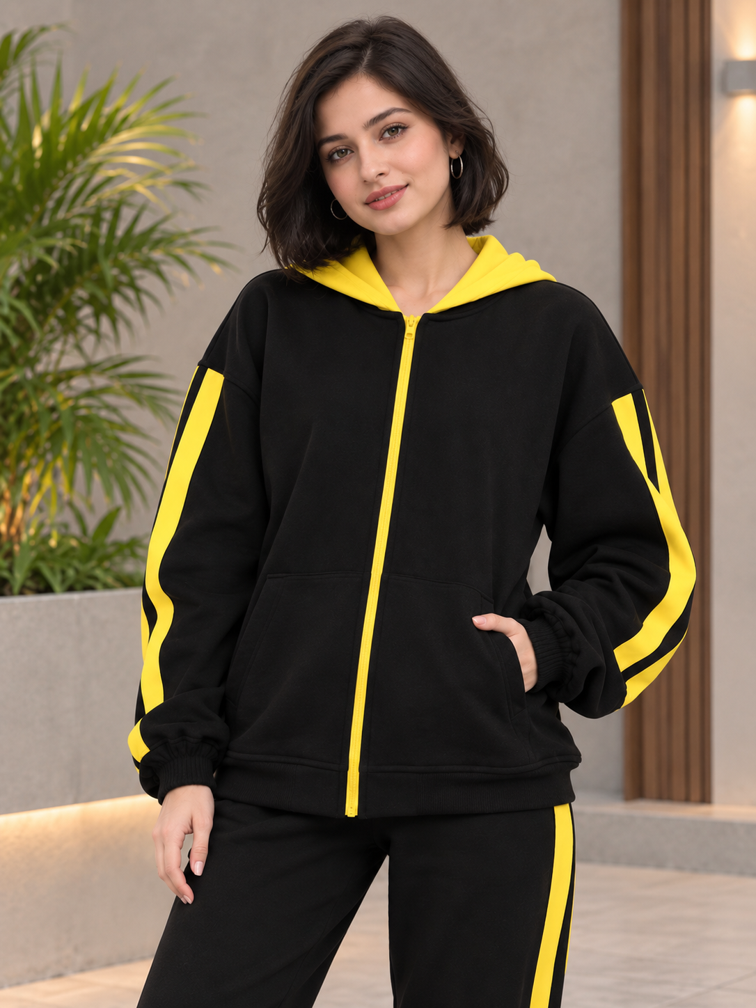 Women’s Black & Neon Jogger Set
