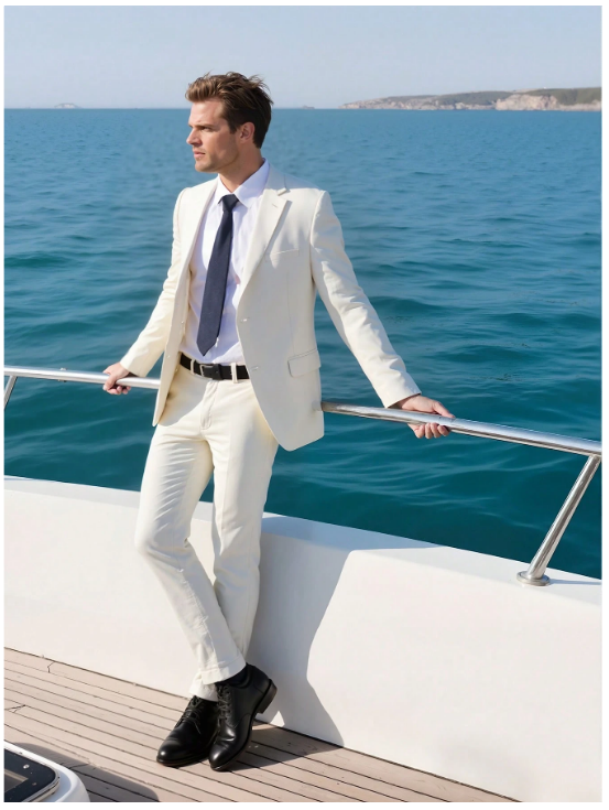 Men's Casual Commuter Solid Color Blazer And Pants Formal Suit