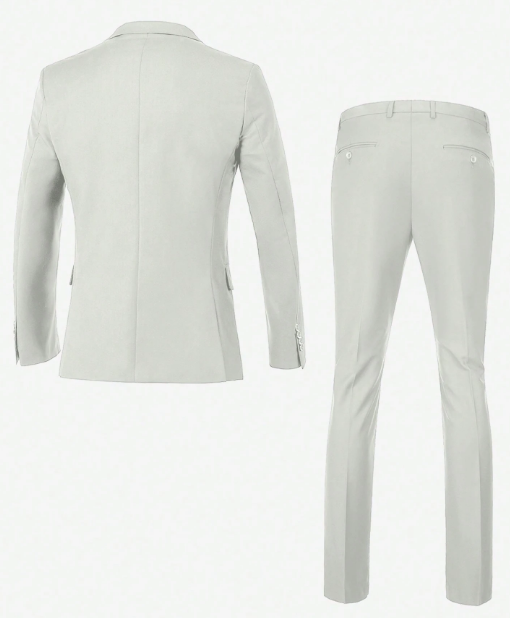 Men's Casual Commuter Solid Color Blazer And Pants Formal Suit
