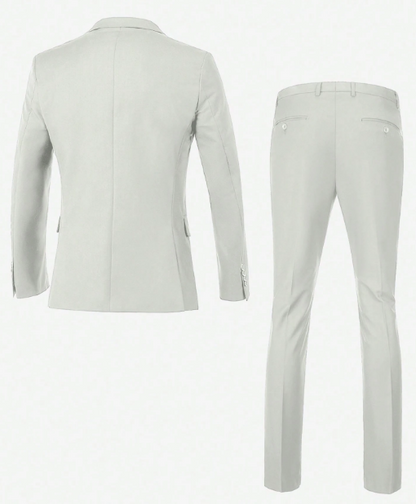 Men's Casual Commuter Solid Color Blazer And Pants Formal Suit