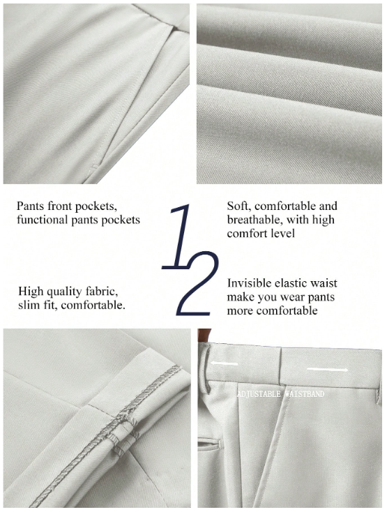 Men's Casual Commuter Solid Color Blazer And Pants Formal Suit