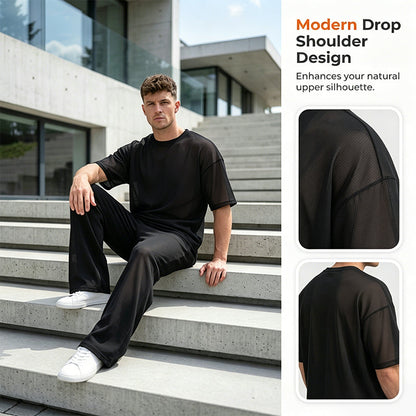 🥳SUMMER HOT SALE🥳💞50K+ SOLD!💥50% OFF! 🔥Men's T-Shirt & Wide-Leg Pants 2-Piece Set