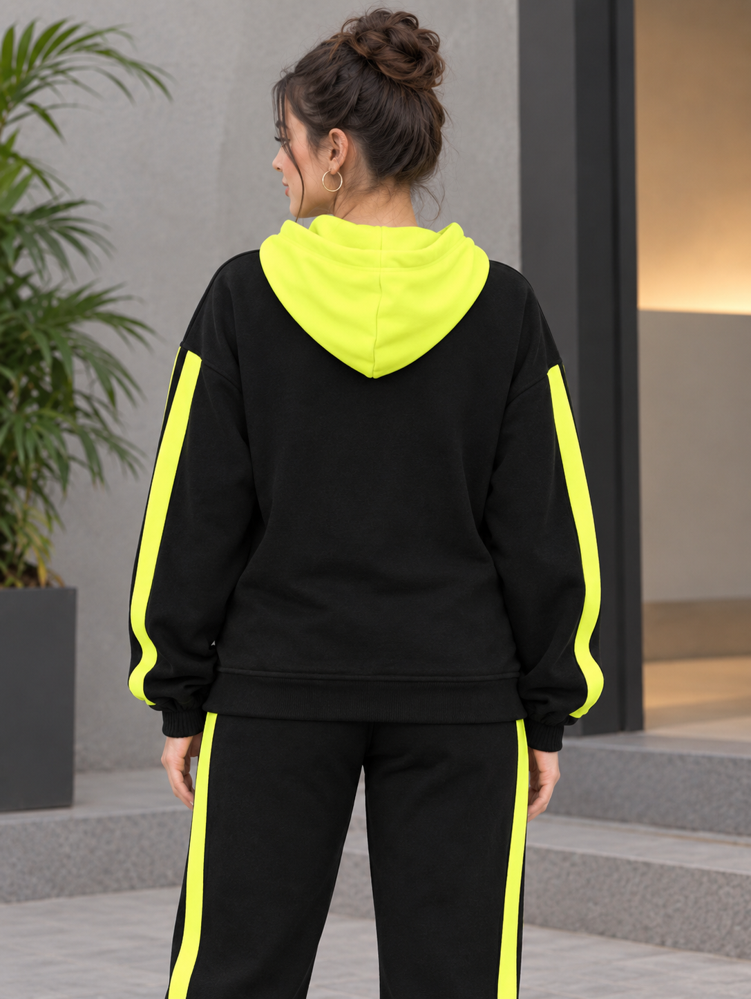 Women’s Black & Neon Jogger Set