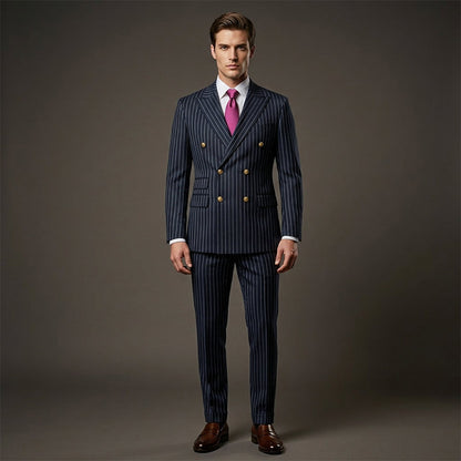 🔥Limited-time offer-Men's Double-Breasted Pinstripe Suit Set
